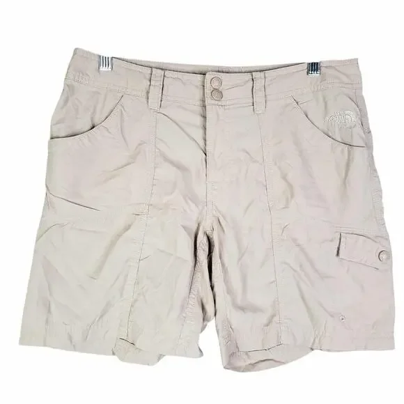 The North Face Shorts Women's Size 8 Khaki Flat Front Nylon Hiking - Picture 2 of 12